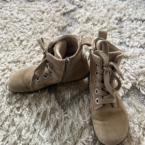 Women’s Suede Lace-Up Ankle Booties in Tan